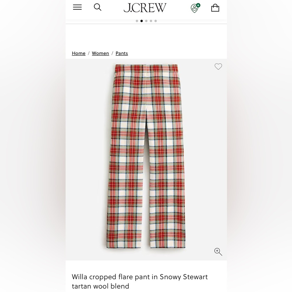 J.Crew Willa tartan plaid wool blend pants. Size 2P. Well cared for condition.